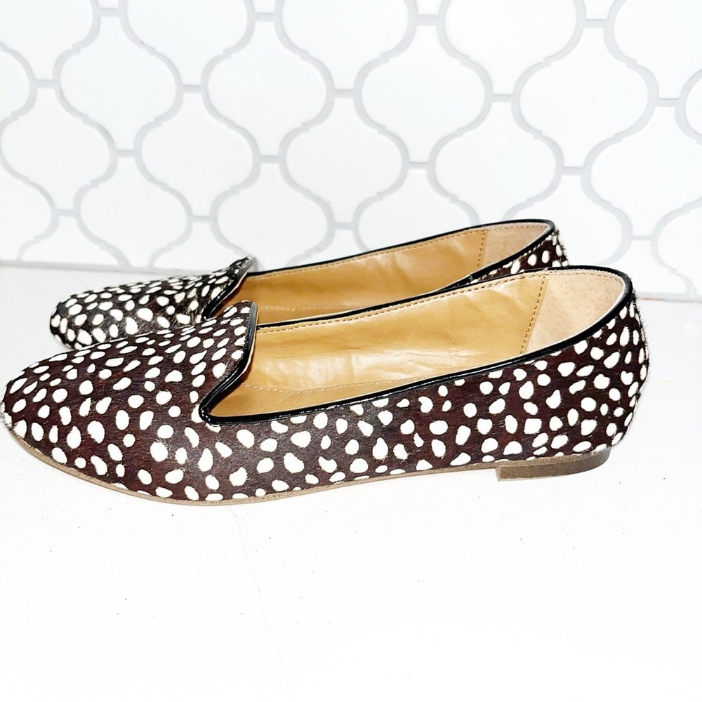 J. Crew Brown and White Polka Dot Loafers